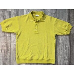 CLOSED Brand Mens Medium Yellow Short Sleeve Knit Polo Sweater Cotton
